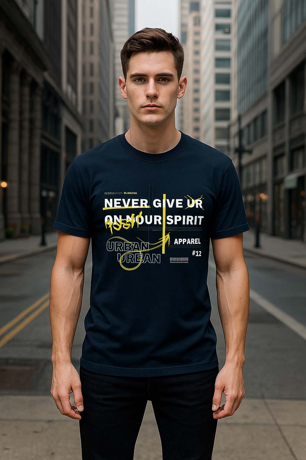 Never Give Up Cotton Stretch T-shirt for Men - Zavarii
